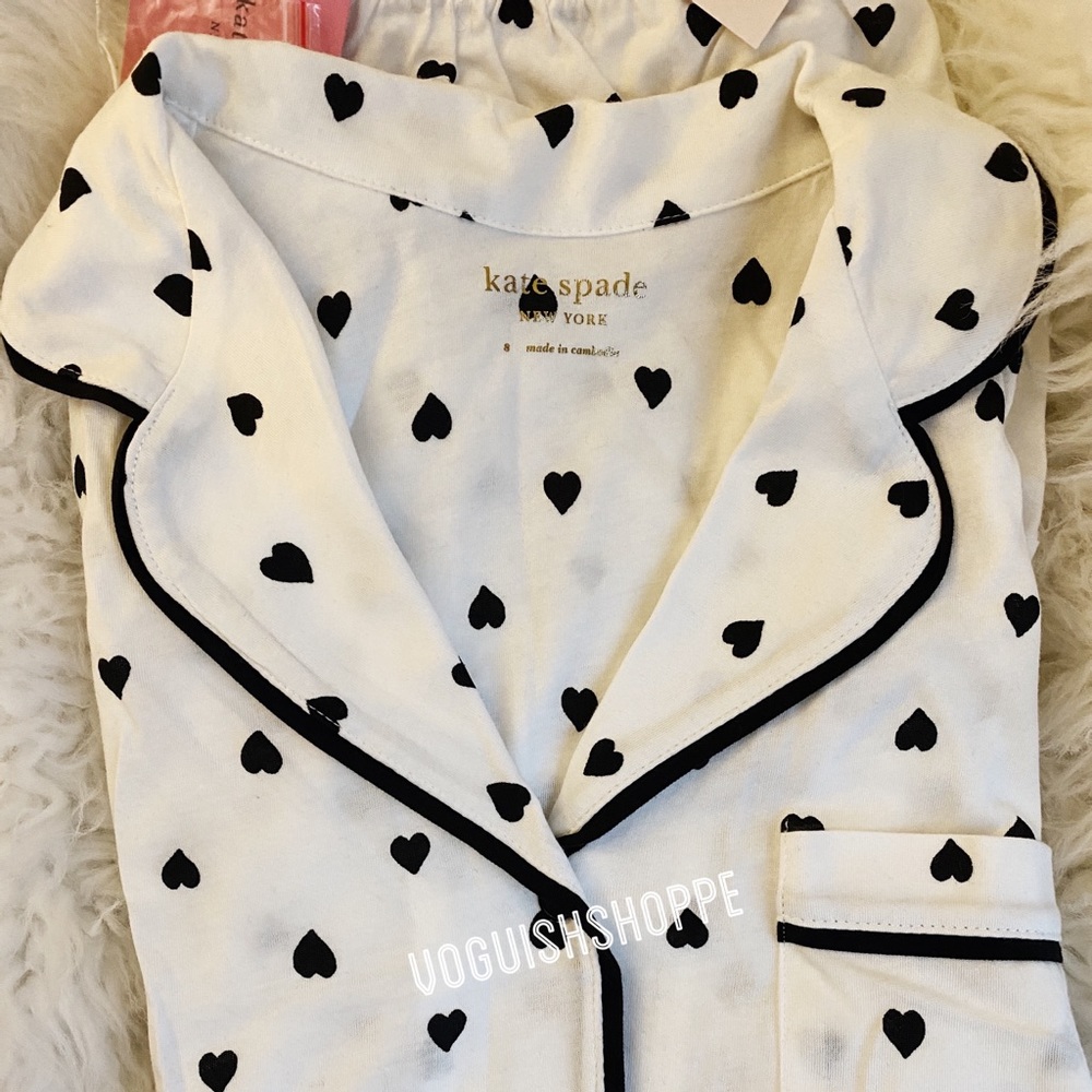 NWT Kate Spade 2pc hearts pajama PJ set $88,Size S